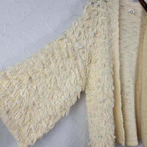 Anthropologie Akemi + Kin Womens Cardigan One Size Cream Loopy Knit Open Front - Picture 3 of 12